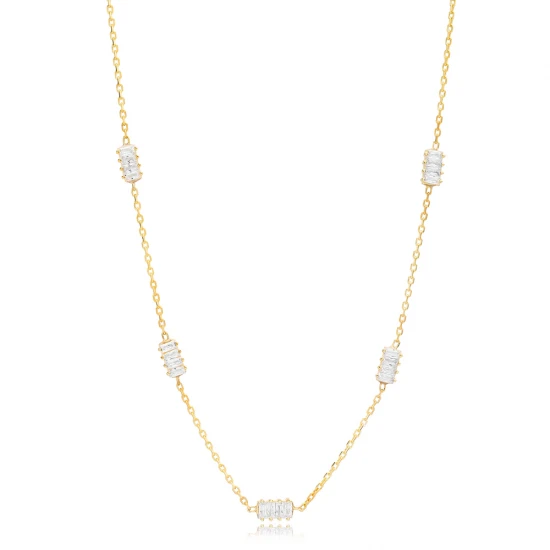 Rectangle Baguette Shaker Woman 925 Silver Necklace - Sade 925 Silver Jewelry