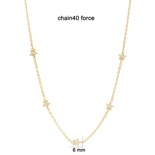 6mm Star Shiny CZ Shaker Woman Sterling Silver Necklace