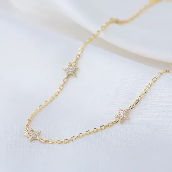 6mm Star Shiny CZ Shaker Woman Sterling Silver Necklace | 925 Sterling Silver Wholesale | Sade Silver 6mm Star Shiny CZ Shaker Woman Sterling Silver Necklace - Sade 925 Silver Jewelry