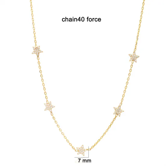7mm Star Shiny CZ Shaker Woman Sterling Silver Necklace | 925 Sterling Silver Wholesale | Sade Silver 7mm Star Shiny CZ Shaker Woman Sterling Silver Necklace - Sade 925 Silver Jewelry