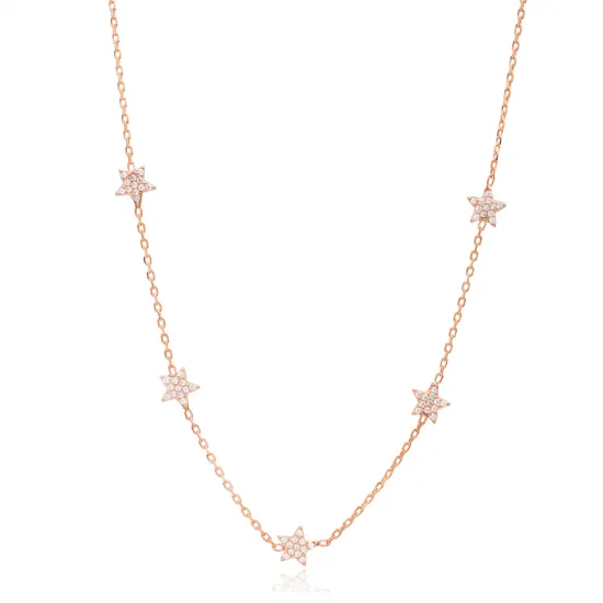 7mm Star Shiny CZ Shaker Woman Sterling Silver Necklace | 925 Sterling Silver Wholesale | Sade Silver 7mm Star Shiny CZ Shaker Woman Sterling Silver Necklace - Sade 925 Silver Jewelry