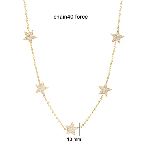 10mm Star Shiny CZ Shaker Woman 925 Silver Necklace