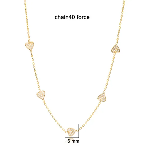 6mm Heart Shiny CZ Shaker Woman 925 Silver Necklace