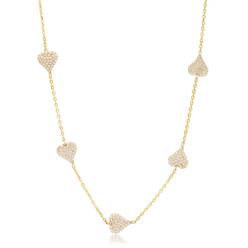 8mm Heart Shiny CZ Shaker Woman 925 Silver Necklace