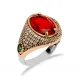 Oval Shape Garnet Unisex 925 Sterling Silver Ring