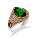 Pear Shape Emerald Unisex 925 Sterling Silver Ring Pear Shape Emerald Unisex 925 Sterling Silver Ring