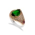 Pear Shape Emerald Unisex 925 Sterling Silver Ring