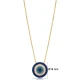 Blue Green Round Evil Eye 925 Sterling Silver Necklace Blue Green Round Evil Eye 925 Sterling Silver Necklace