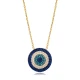 Blue Green Round Evil Eye 925 Sterling Silver Necklace Blue Green Round Evil Eye 925 Sterling Silver Necklace