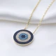 Blue Green Round Evil Eye 925 Sterling Silver Necklace Blue Green Round Evil Eye 925 Sterling Silver Necklace