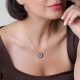 Blue Green Round Evil Eye 925 Sterling Silver Necklace Blue Green Round Evil Eye 925 Sterling Silver Necklace