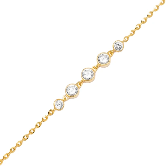 Quintuple CZ 925 Sterling Silver Bracelet | 925 Sterling Silver Wholesale | Sade Silver Quintuple CZ 925 Sterling Silver Bracelet - Sade 925 Silver Jewelry