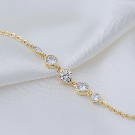 Quintuple CZ 925 Sterling Silver Bracelet | 925 Sterling Silver Wholesale | Sade Silver Quintuple CZ 925 Sterling Silver Bracelet - Sade 925 Silver Jewelry
