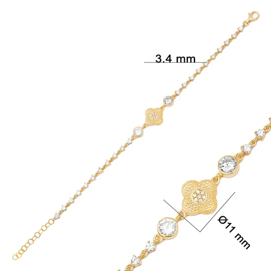 Four Leaf Clover Multiple CZ Woman 925 Silver Bracelet Four Leaf Clover Multiple CZ Woman 925 Silver Bracelet