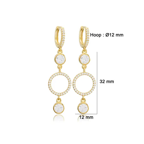 Turkish Round CZ Long 925 Sterling Silver Earrings Turkish Round CZ Long 925 Sterling Silver Earrings