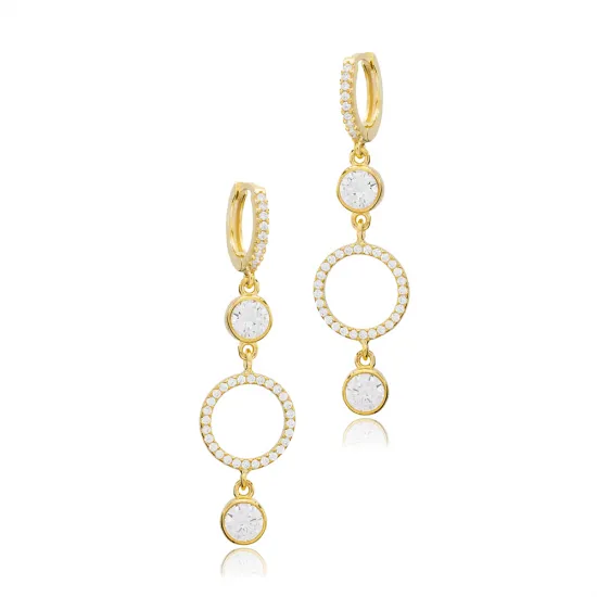 Round Design Charm Zircon Long Earrings Round Design Charm Zircon Long Earrings