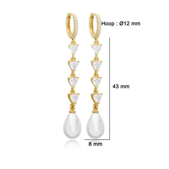 Turkish Pearl Long 925 Sterling Silver Earrings