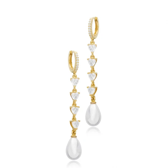 Turkish Pearl Long 925 Sterling Silver Earrings