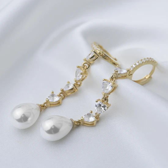 Turkish Pearl Long 925 Sterling Silver Earrings