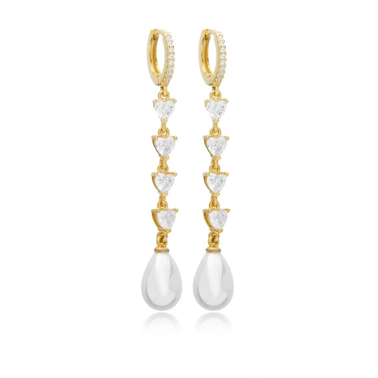 Turkish Pearl Long 925 Sterling Silver Earrings