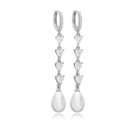 Turkish Pearl Long 925 Sterling Silver Earrings