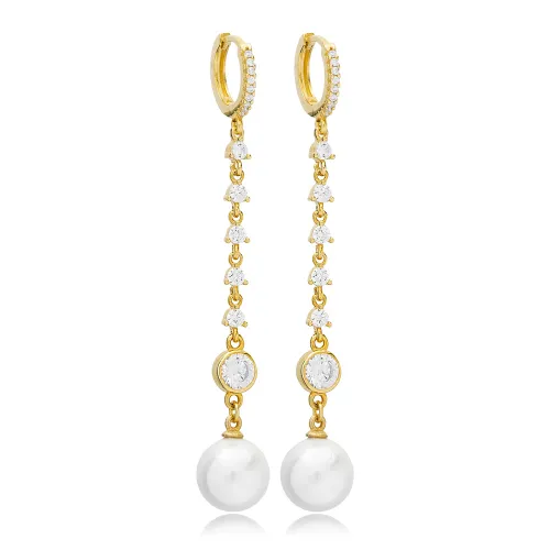 Pearl Of Majorca Long 925 Sterling Silver Earrings