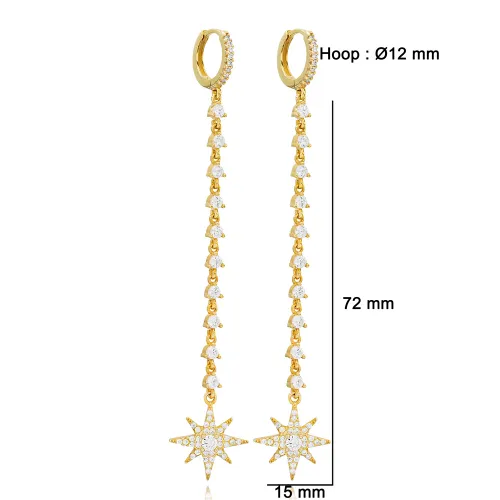North Star Chain CZ Long 925 Sterling Silver Earrings North Star Chain CZ Long 925 Sterling Silver Earrings