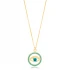 Turquoise Round Shape Evil Eye Bead 925 Silver Necklace