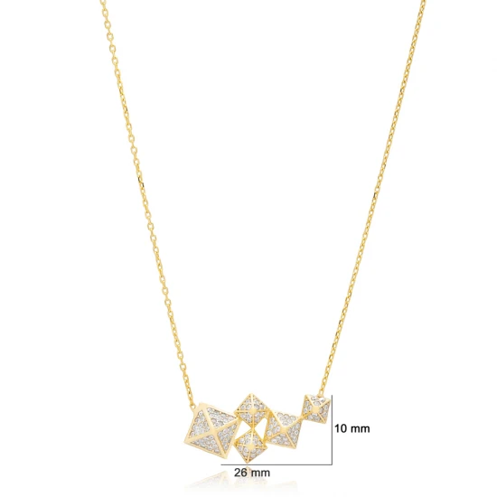 Minimalist Square Shape CZ 925 Sterling Silver Necklace