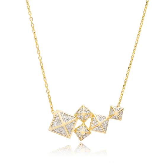 Minimalist Square Shape CZ 925 Sterling Silver Necklace