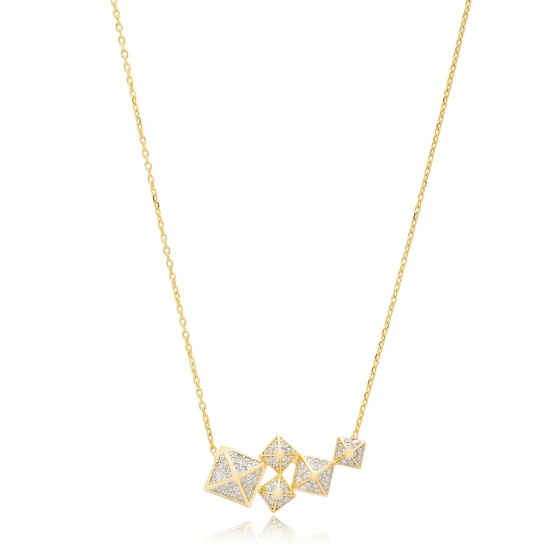 Minimalist Square Shape CZ 925 Sterling Silver Necklace