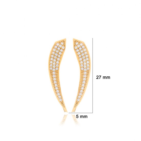 Elegant Ear Cuff Zircon Stone Earring Turkish Wholesale Handcrafted 925 Silver Jewelry Elegant Ear Cuff Zircon Stone Earring Turkish Wholesale Handcrafted 925 Silver Jewelry