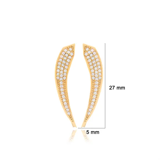 Clear Long Leaf CZ 925 Sterling Silver Ear Cuff Clear Long Leaf CZ 925 Sterling Silver Ear Cuff