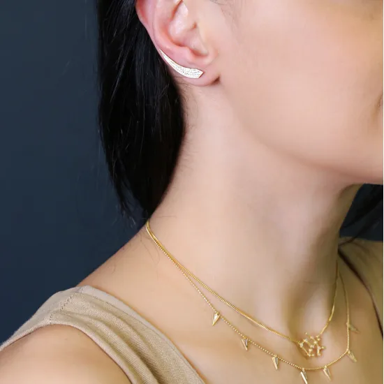 Clear Long Leaf CZ 925 Sterling Silver Ear Cuff Clear Long Leaf CZ 925 Sterling Silver Ear Cuff