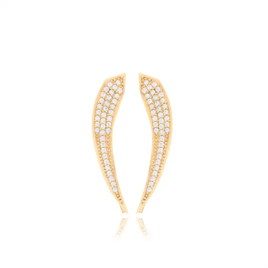 Clear Long Leaf CZ 925 Sterling Silver Ear Cuff Clear Long Leaf CZ 925 Sterling Silver Ear Cuff