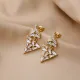 Baguette CZ Stone Stud Cluster Earrings