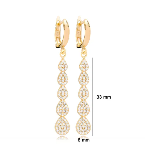 Drop Pear CZ Long 925 Sterling Silver Earrings Drop Pear CZ Long 925 Sterling Silver Earrings