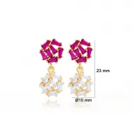 Ruby Zircon Baguette Stone Cluster Earring