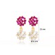 Ruby Zircon Baguette Stone Cluster Earring