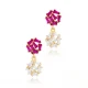 Ruby CZ Baguette Cluster 925 Sterling Silver Earrings - Sade 925 Silver Jewelry