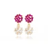 Ruby CZ Baguette Cluster 925 Sterling Silver Earrings