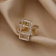 Rectangle Shape Clear Adjustable Sterling Silver Ring Rectangle Shape Clear Adjustable Sterling Silver Ring