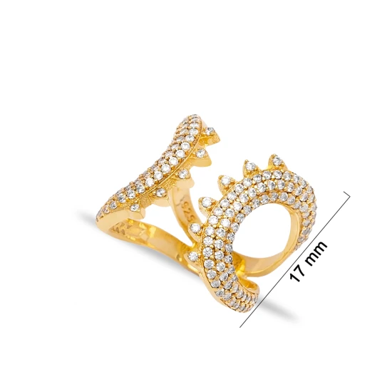Clear Geometric Open Band CZ Adjustable 925 Silver Ring | 925 Sterling Silver Wholesale | Sade Silver Clear Geometric Open Band CZ Adjustable 925 Silver Ring - Sade 925 Silver Jewelry