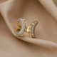 Clear Geometric Open Band CZ Adjustable 925 Silver Ring | 925 Sterling Silver Wholesale | Sade Silver Clear Geometric Open Band CZ Adjustable 925 Silver Ring - Sade 925 Silver Jewelry