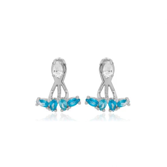 Aquamarine Pear Shape 925 Sterling Silver Earrings