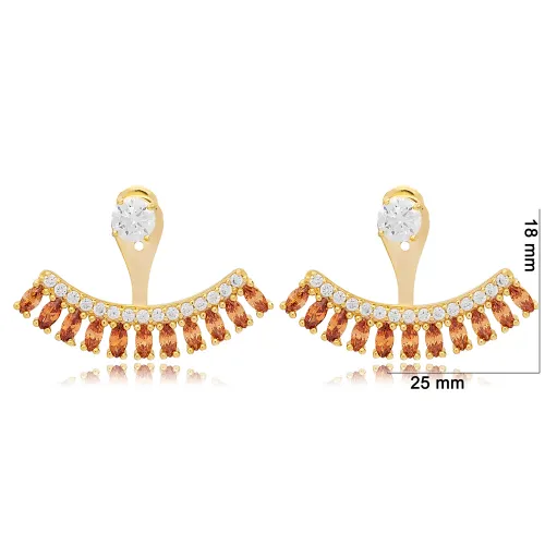 Citrine CZ Marquise Shape 925 Sterling Silver Earrings Citrine CZ Marquise Shape 925 Sterling Silver Earrings
