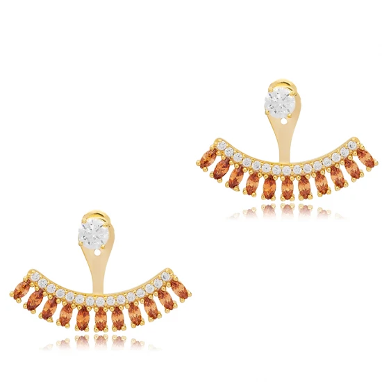 Citrine CZ Marquise Shape 925 Sterling Silver Earrings