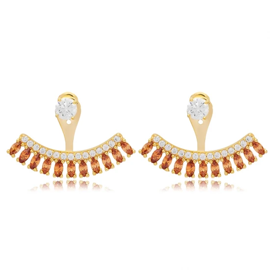 Citrine CZ Marquise Shape 925 Sterling Silver Earrings