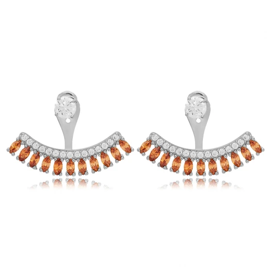 Citrine CZ Marquise Shape 925 Sterling Silver Earrings