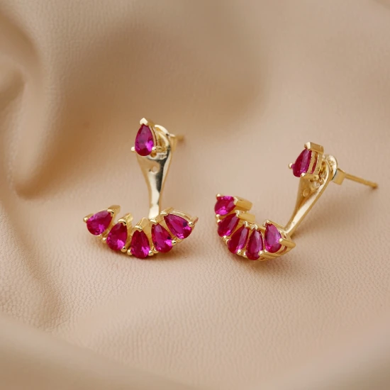 Ruby Pear Shape 925 Sterling Silver Earrings Ruby Pear Shape 925 Sterling Silver Earrings